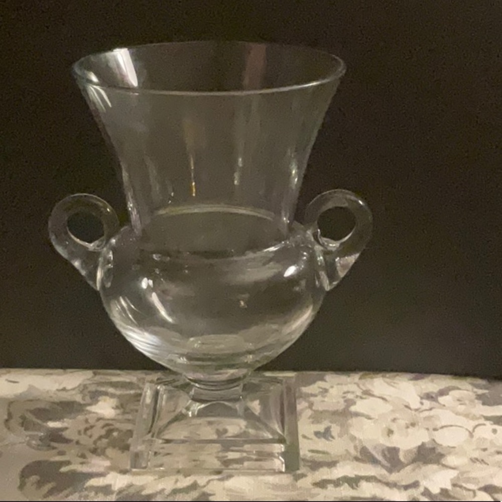 Vintage Duncan Miller Glass Urn Vase, Vintage Clear Glass Vase